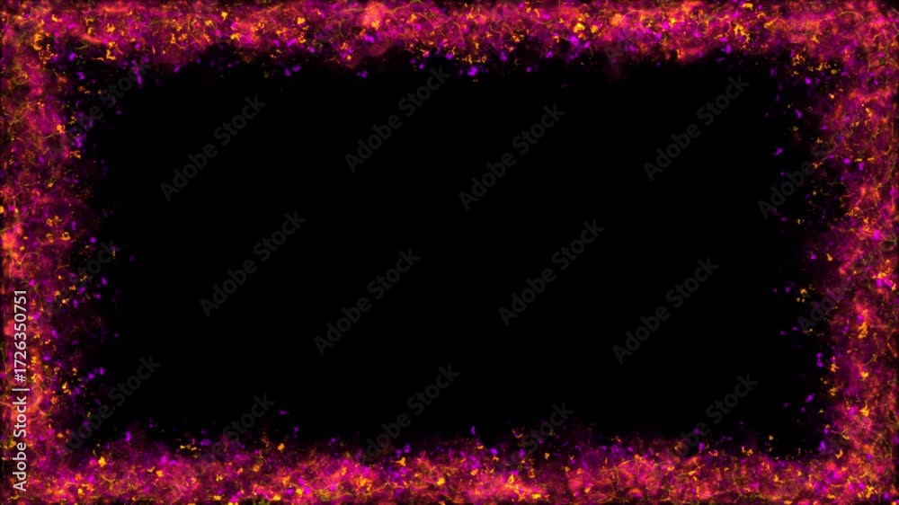 Wall mural hell magenta and yellow frame flame and misty ember double color particles, border alpha channel loo