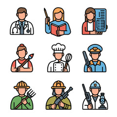Diverse profession icons set vector illustrations scalable eps file for versatile use vector