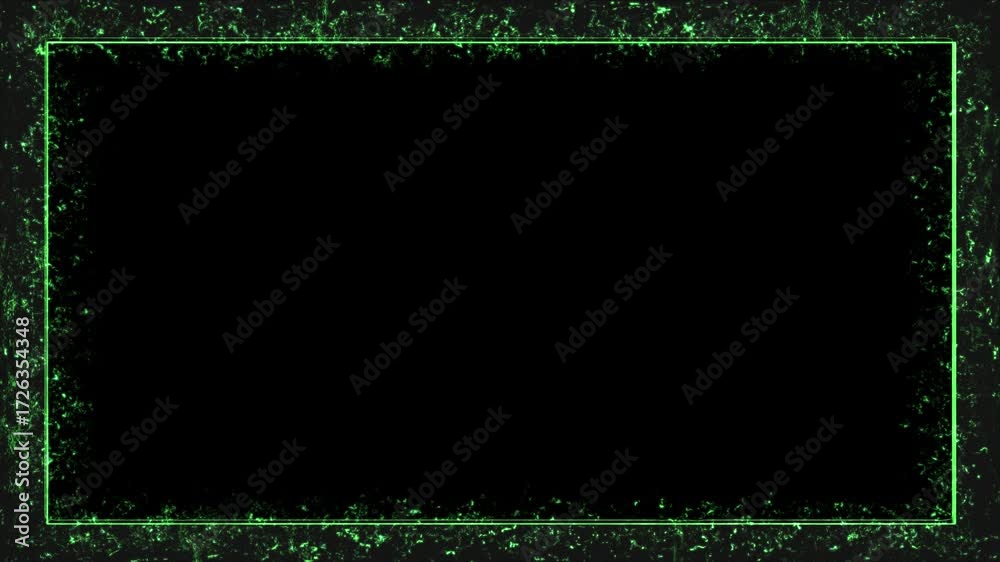 Wall mural border dark green fire grunge fractal frame loop particles animation transparent border background