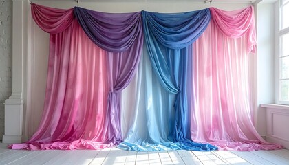 Soft pastel drapes in a room