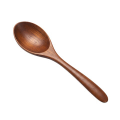 Wooden spoon with smooth surface on transparent background isolate