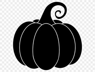 Pumpkin with swirl stem silhouette spooky halloween isolated Vector.