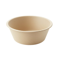 Beige disposable paper bowl of simple design for serving dishes on a transparent background isolate