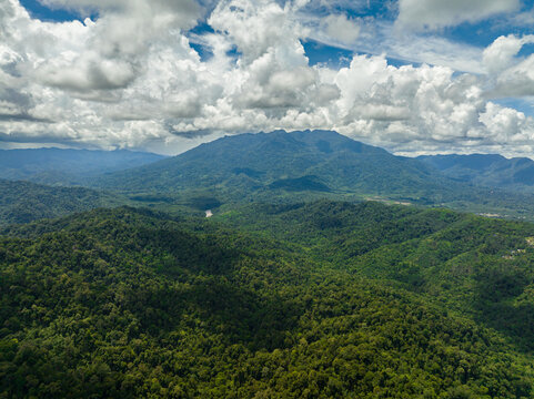 Mountains with rainforest and jungle in the mountainous province. Borneo, Malaysia.