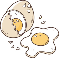 Egg Vector | Cracked Egg and Fried Egg Illustration