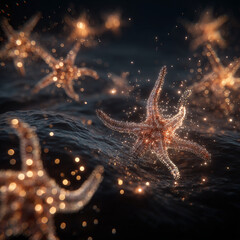 sea star on black
