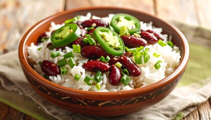Rice and kidney beans with jalapenos