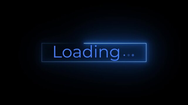 Minimal neon frame animation with loading text bounce and radiant glow rotation.