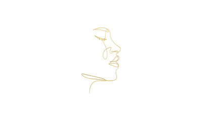 One Line Face Drawing PNG, Minimal Abstract Portrait, Transparent Line Art