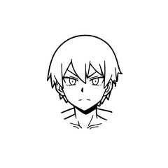 Black and white hot anime character line art illustration, stylish minimal outline drawing in clean style