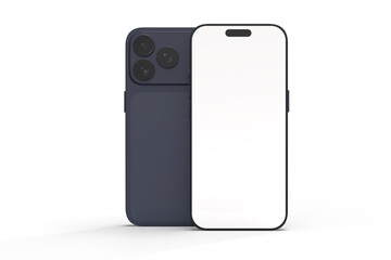 Realistic Smartphone 17 with blank screen mockup in navy blue color, isolated. Perfect for presenting mobile apps, UI UX concepts, Ads, branding, digital product displays, website, gadget device