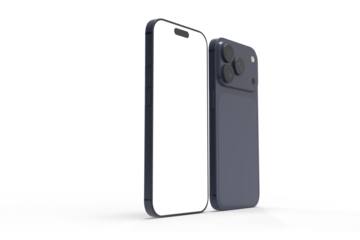 Realistic Smartphone 17 with blank screen mockup in navy blue color, isolated. Perfect for presenting mobile apps, UI UX concepts, Ads, branding, digital product displays, website, gadget device