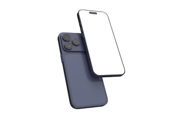 Realistic Smartphone 17 with blank screen mockup in navy blue color, isolated. Perfect for presenting mobile apps, UI UX concepts, Ads, branding, digital product displays, website, gadget device