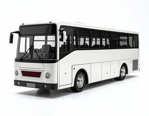 White bus, front view, studio shot