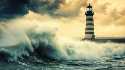 Dramatic seascape with lighthouse