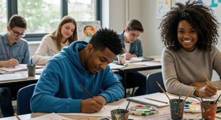 Creative art class engagement classroom educational environment group activity arts and crafts inspiration