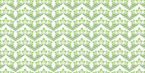 Elegant Minimalist Green Floral Motif Seamless Repeating Pattern Texture