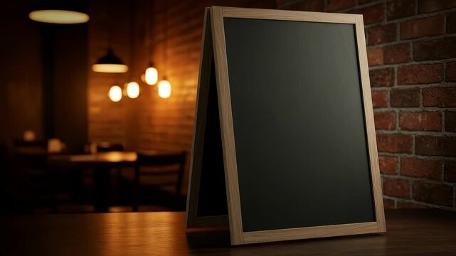Restaurant Menu Board Mockup in Cozy Interior for Food and Drink Promotions