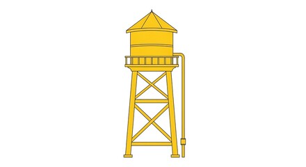 Naklejka premium Illustration of yellow water tower structure design isolated on white background art work
