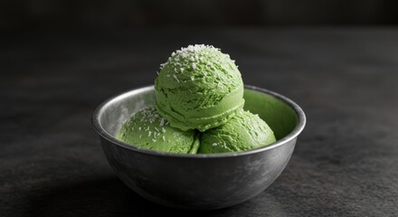 Three scoops of green tea ice cream