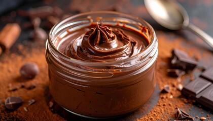 Rich, creamy chocolate spread in a jar