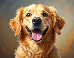 A detailed, joyful portrait of a golden retriever