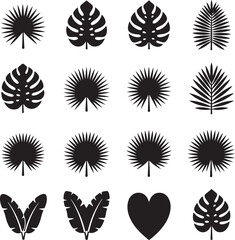 Botanical Silhouette Collection: A meticulously crafted array of tropical leaf silhouettes, each a distinct celebration of nature's artistry, perfect for adding a touch of botanical elegance.