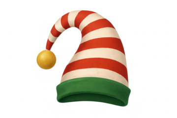 Red and white striped elf hat with bell
