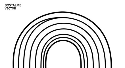 Obraz premium Abstract Rainbow Arc Illustration with Simple Line Art