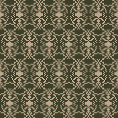 Transform classic embroidery into modern pixel style with this pixel art fabric, traditional embroidery motifs