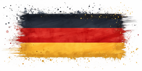German Flag Digital Painting with Abstract Brushstroke Effects
Artistic German Flag Design with Splattered Texture and Stars