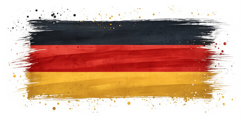 German Flag Digital Painting with Abstract Brushstroke Effects
Artistic German Flag Design with Splattered Texture and Stars