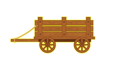 Rustic wooden cart with wheels and rope, perfect for historical scenes, rural settings, or fantasy adventures, adding charm and authenticity.