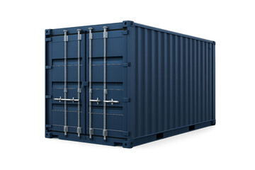 Blue Shipping Container Isolated on Transparent Background