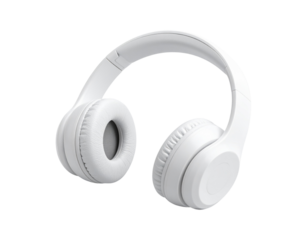 Top-Down 3D View of White Headphones, Close-Up Detail, isolated on transparent background PNG
