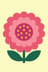 Stylized Pink Flower Illustration with Scalloped Edges Pattern.eps