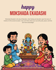 Fasting and Prayer Concept Illustration for Mokshada Ekadashi