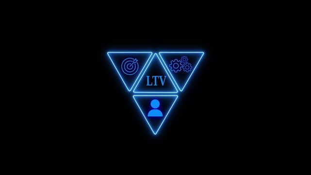 The ltv acronym in a neon triangle design represents customer lifetime value, a key metric for business success, highlighting the importance of longterm customer relationships and profitability