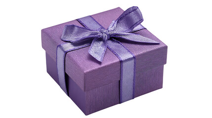 A purple gift box with a matching ribbon isolated on transparent background