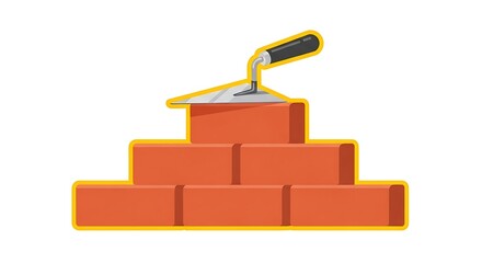 Skilled mason expertly laying bricks with trowel, building a strong foundation for construction projects and home renovations