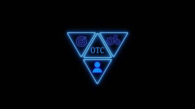 The otc acronym in a neon light display, showcasing a modern and technological aesthetic with its vibrant blue glow against a dark background, symbolizing innovation and digital connectivity