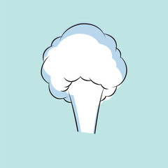 Cartoon steam cloud or smoke isolated on a light blue background