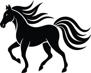 Running black horse silhouette vector illustration