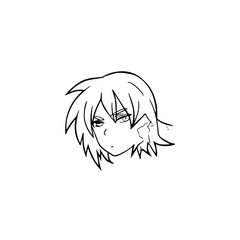 Black and white hot anime character line art illustration, stylish minimal outline drawing in clean style