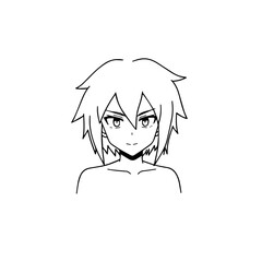 Black and white hot anime character line art illustration, stylish minimal outline drawing in clean style