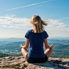 Yoga practice in nature serene landscape outdoor meditation tranquil environment scenic viewpoint
