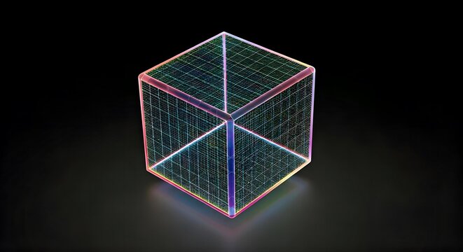 Explore data visualization and innovative technology with this sleek, modern cube, perfect for science, tech, and futuristic themes in your next project