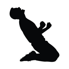 Silhouette of a person celebrating triumph with arms raised in victory posture silhouette