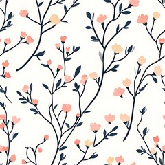 Cute Plant Graphic Seamless Pattern with Wax Flower  