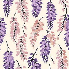 Minimal Wisteria Vector Seamless Pattern for Botanical Design